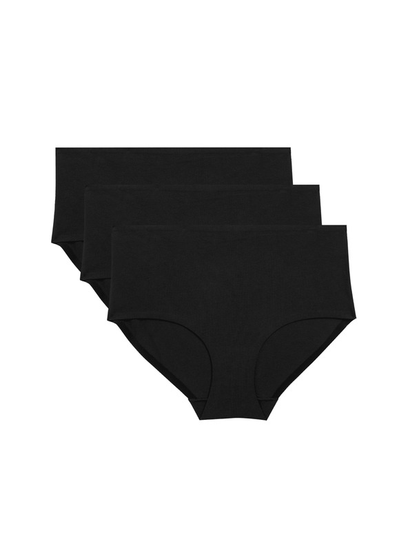 Marks & Spencer Šortkové nohavičky s vysokým pásom bez viditeľných lemov Cool Comfort, 3 ks Marks & Spencer čierna