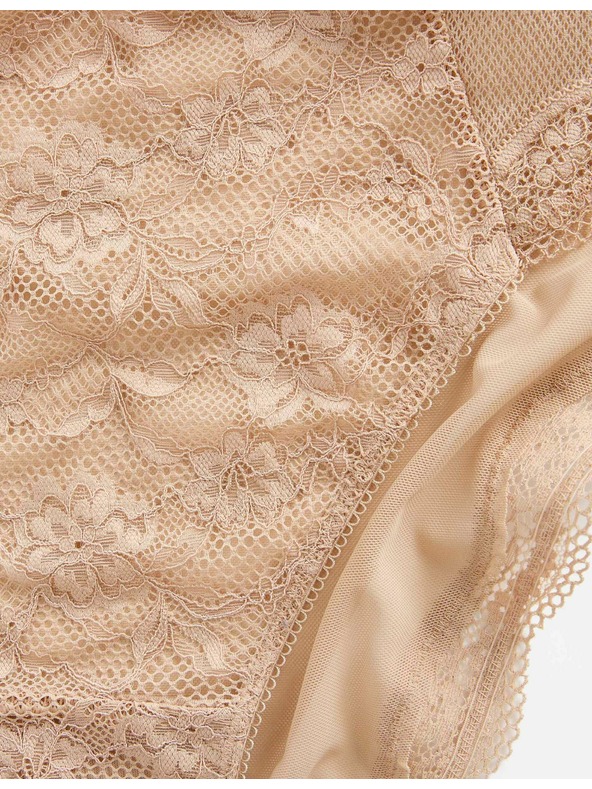 Marks & Spencer Vysoko strihované čipkované nohavičky s vysokým pásom Jasmine, 3 ks Marks & Spencer béžová