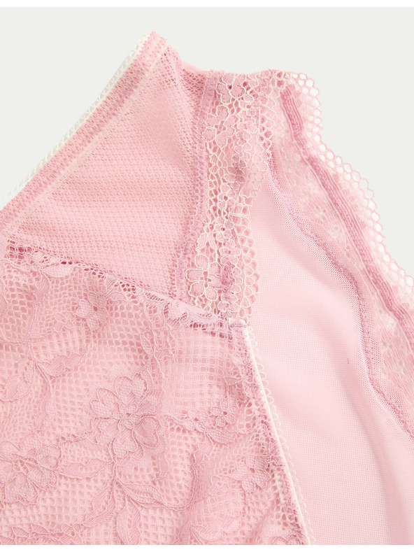 Marks & Spencer Vysoko strihované čipkované nohavičky s vysokým pásom Jasmine, 3 ks Marks & Spencer ružová