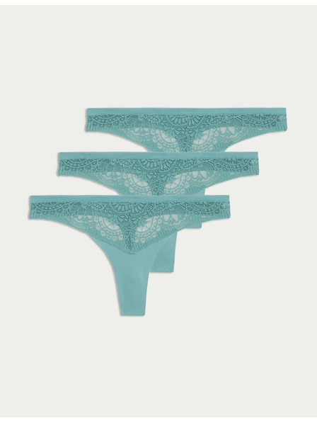 Marks & Spencer Tangá Body Soft™ s čipkou, sada 3 ks Marks & Spencer zelená