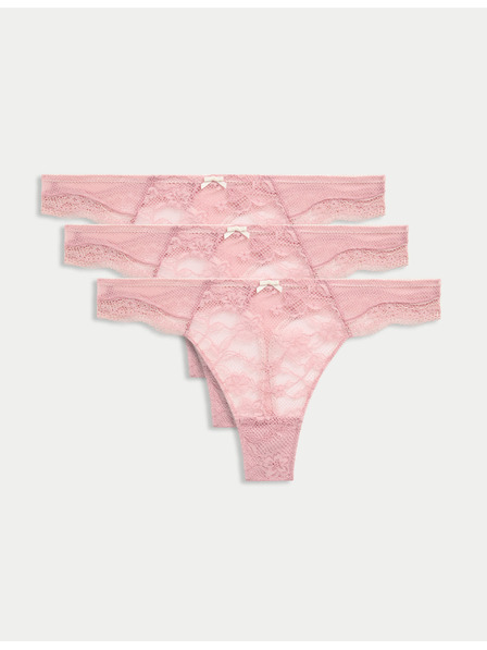 Marks & Spencer Čipkované tangá Jasmine, 3 ks Marks & Spencer ružová