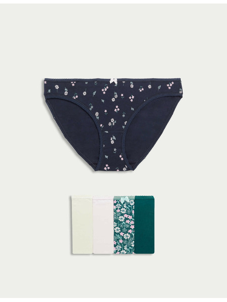 Marks & Spencer Čipkované bikiny nohavičky z bavlny Lycra™ s potlačou, 5 ks Marks & Spencer zelená