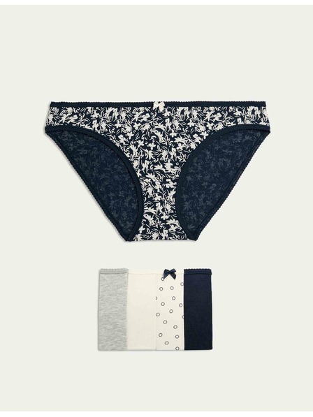 Marks & Spencer Čipkované bikiny nohavičky z bavlny Lycra™ s potlačou, 5 ks Marks & Spencer šedá