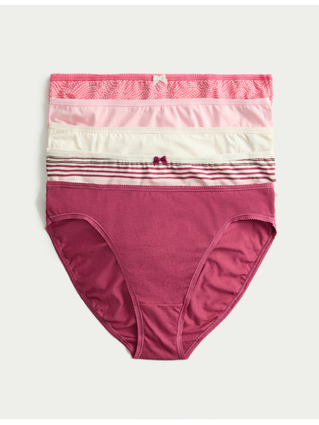 Marks & Spencer Nohavičky s vysokým strihom z bavlny a lycry™, 5 ks Marks & Spencer ružová