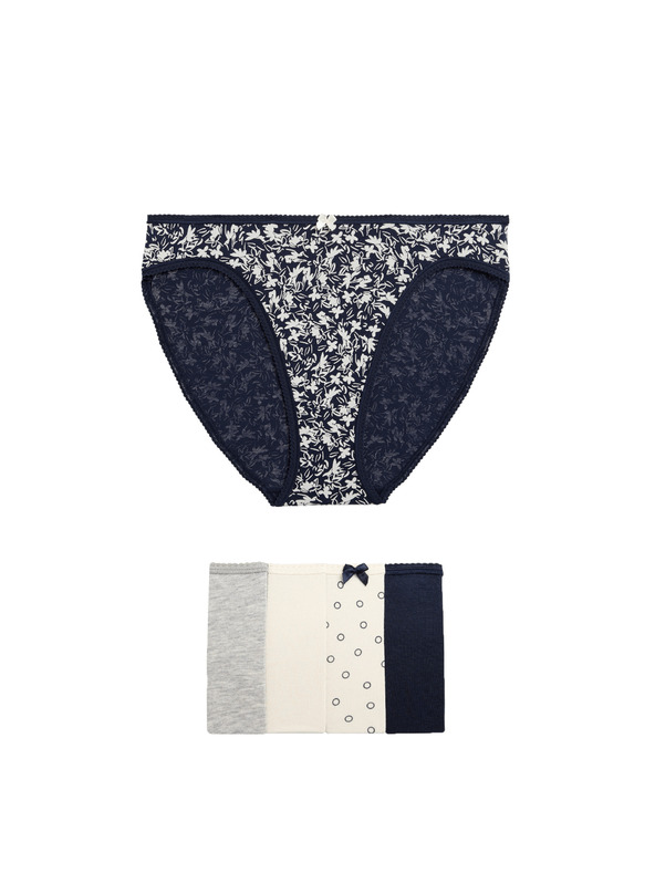 Marks & Spencer Vysoko strihované nohavičky z bavlny a materiálu Lycra™, 5 ks Marks & Spencer šedá