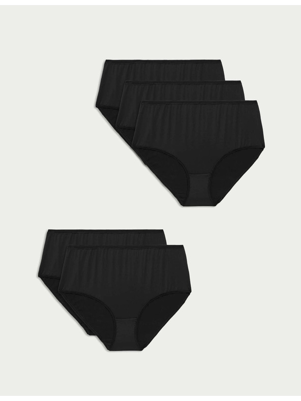 Marks & Spencer Šortkové nohavičky s vysokým pásom, z mikrovlákna, bez viditeľných lemov, 5 ks Marks & Spencer čierna