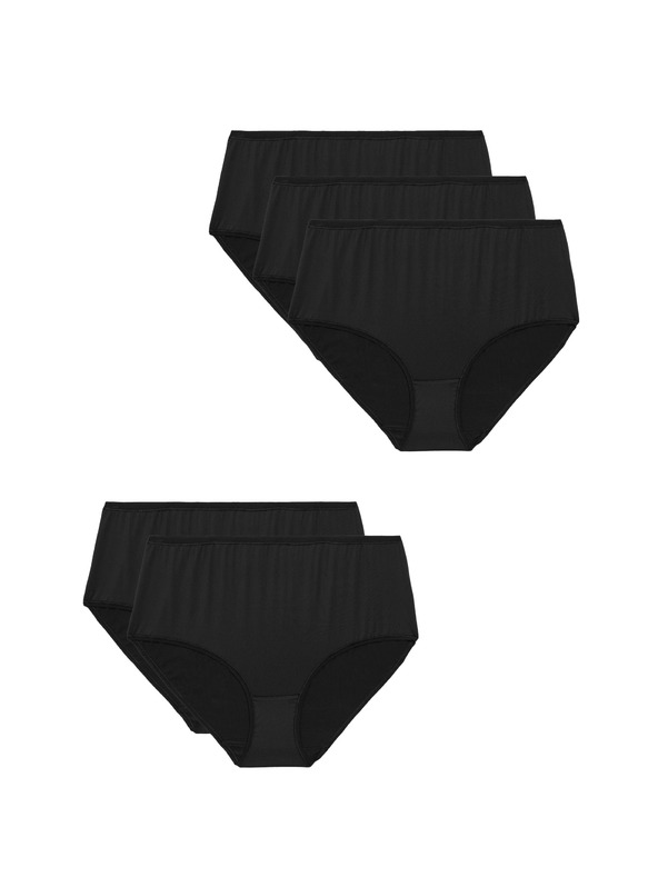 Marks & Spencer Šortkové nohavičky s vysokým pásom, z mikrovlákna, bez viditeľných lemov, 5 ks Marks & Spencer čierna