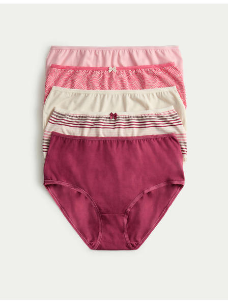 Marks & Spencer Šortkové nohavičky s vysokým pásom s potlačou, z bavlny Lycra™, 5 ks Marks & Spencer ružová