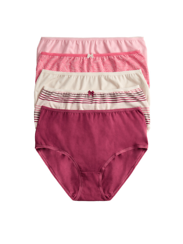 Marks & Spencer Šortkové nohavičky s vysokým pásom s potlačou, z bavlny Lycra™, 5 ks Marks & Spencer ružová