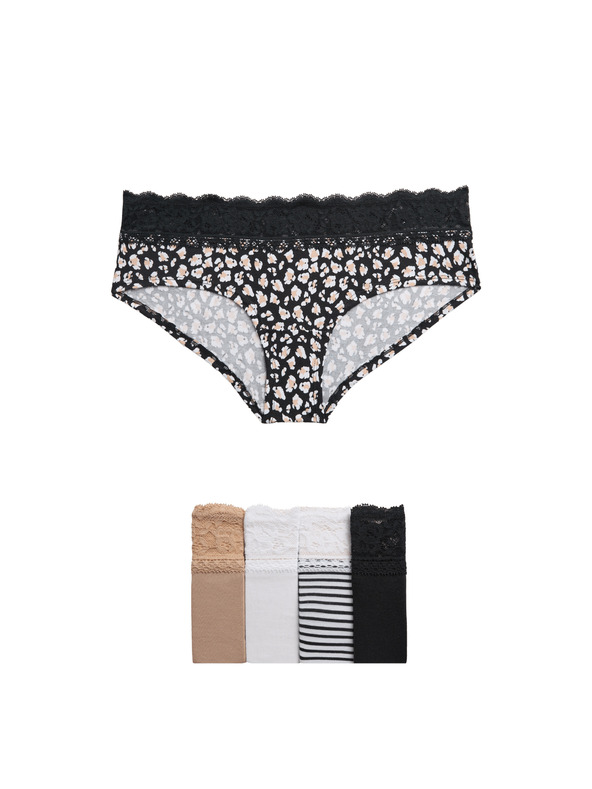 Marks & Spencer Šortkové nohavičky s nízkym pásom s vysokým podielom bavlny a potlačou, 5 ks Marks & Spencer biela