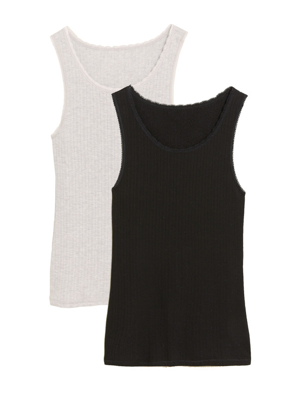 Marks & Spencer Sada 2 termotielok s háčkovaným vzorom Marks & Spencer čierna