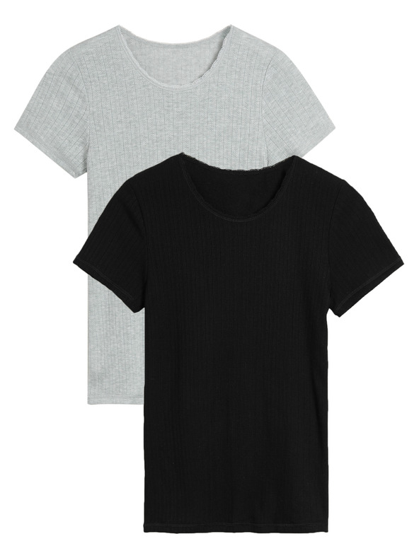 Marks & Spencer Balenie 2 háčkovaných termotopov s krátkym rukávom Marks & Spencer čierna