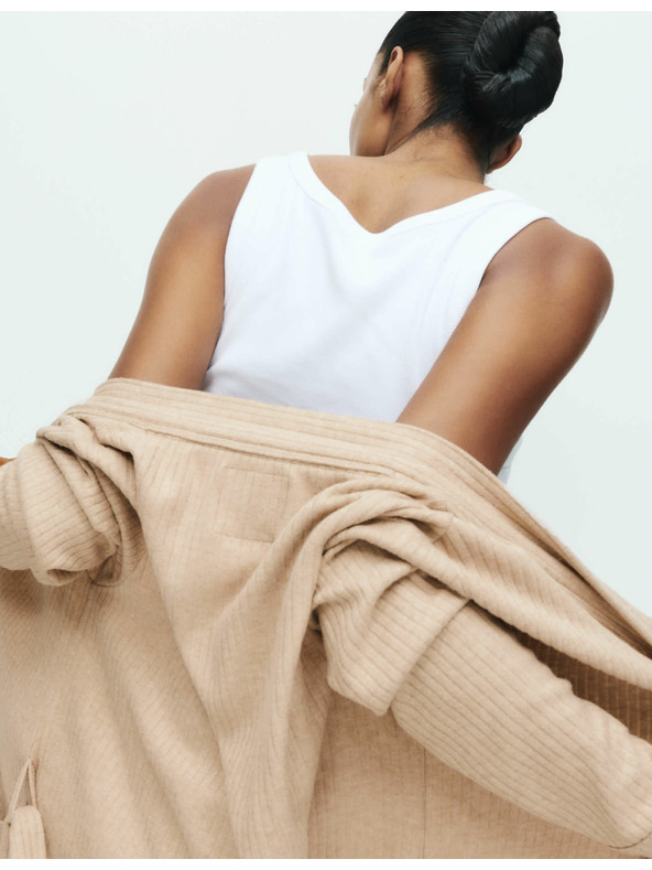 Marks & Spencer Široký žebrovaný župan Marks & Spencer smotanová