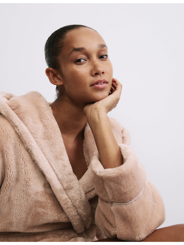 Marks & Spencer Flísový župan s kapucou Marks & Spencer béžová