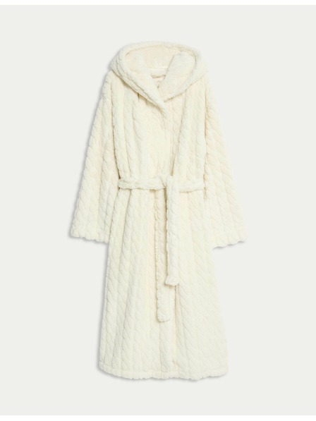 Marks & Spencer Žakárový dlhý župan s kapucňou Marks & Spencer smotanový