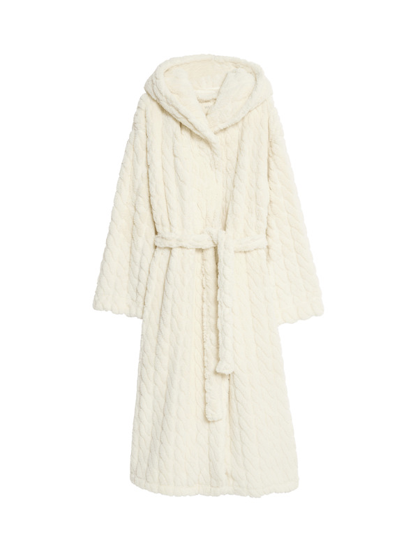 Marks & Spencer Žakárový dlhý župan s kapucňou Marks & Spencer smotanový