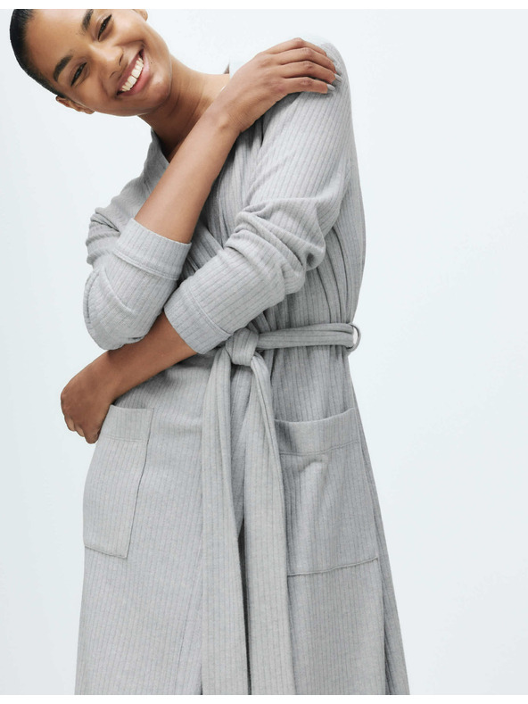 Marks & Spencer Široký rebrovaný župan Marks & Spencer sivý