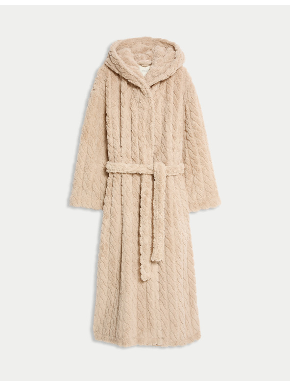 Marks & Spencer Žakárový dlhý župan s kapucňou Marks & Spencer smotanový