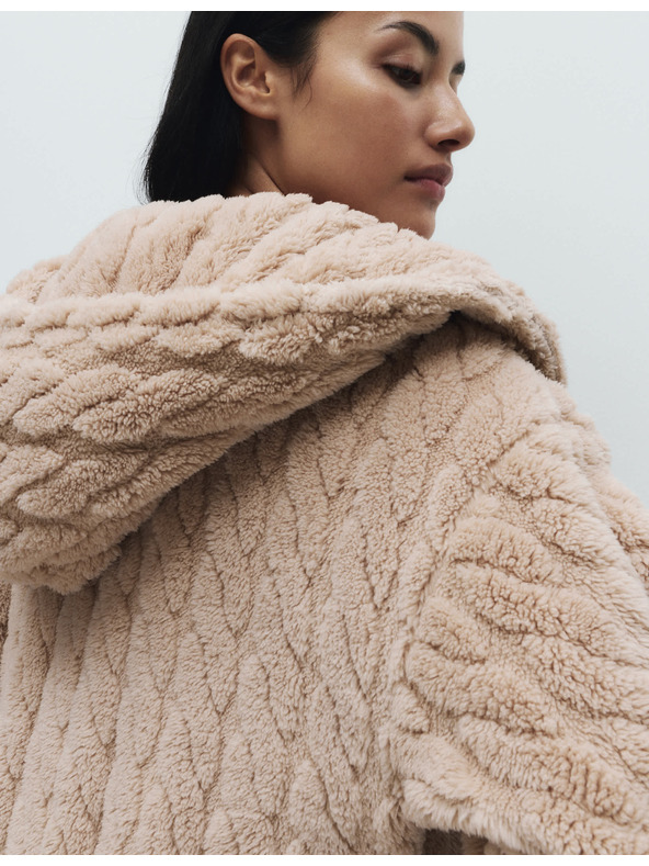 Marks & Spencer Žakárový dlhý župan s kapucňou Marks & Spencer smotanový