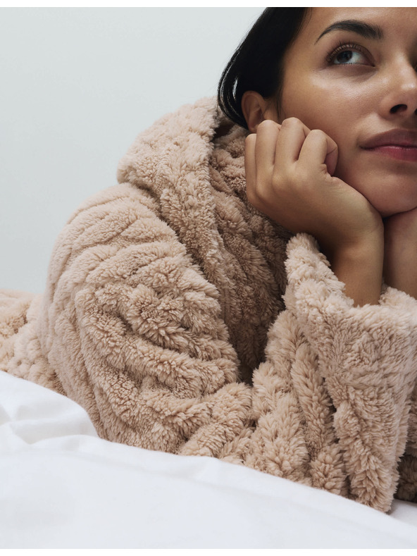 Marks & Spencer Žakárový dlhý župan s kapucňou Marks & Spencer smotanový