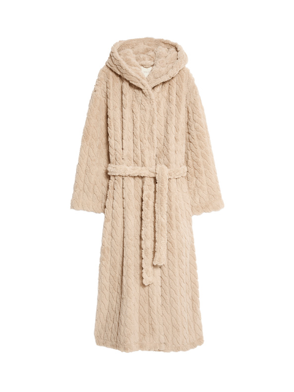 Marks & Spencer Žakárový dlhý župan s kapucňou Marks & Spencer smotanový