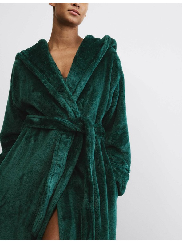 Marks & Spencer Fleecový župan s kapucňou Marks & Spencer zelený