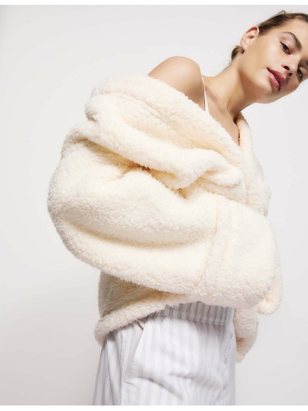 Marks & Spencer Zavinovací kardigán z umelej kožušiny s medvedíkom Marks & Spencer smotanový