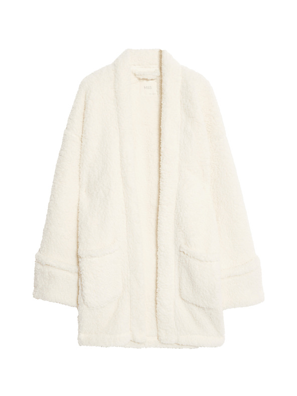 Marks & Spencer Zavinovací kardigán z umelej kožušiny s medvedíkom Marks & Spencer smotanový