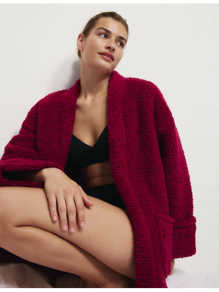 Marks & Spencer Zavinovací kardigán z umelej kožušiny s medvedíkom Marks & Spencer ružový