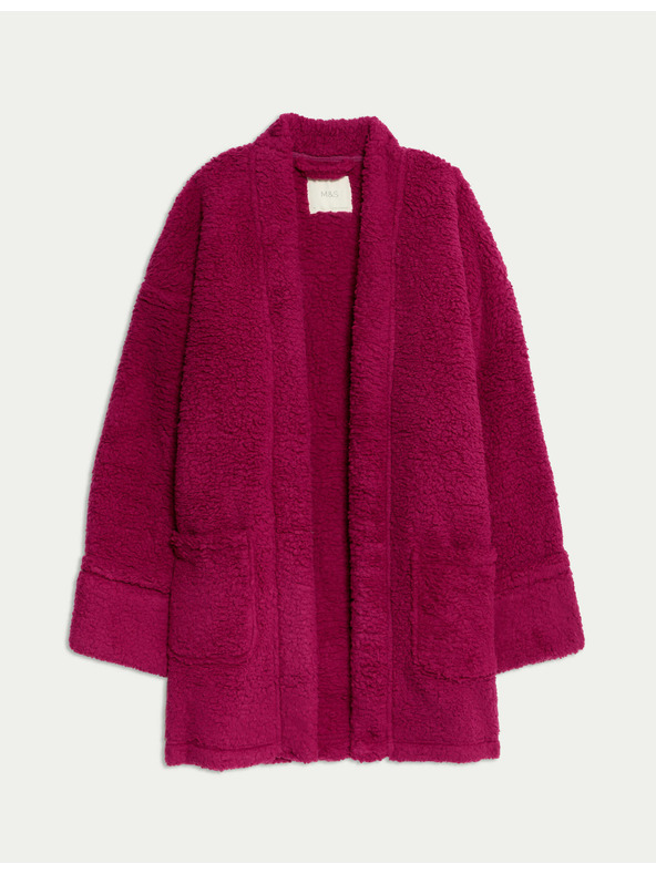 Marks & Spencer Zavinovací kardigán z umelej kožušiny s medvedíkom Marks & Spencer ružový
