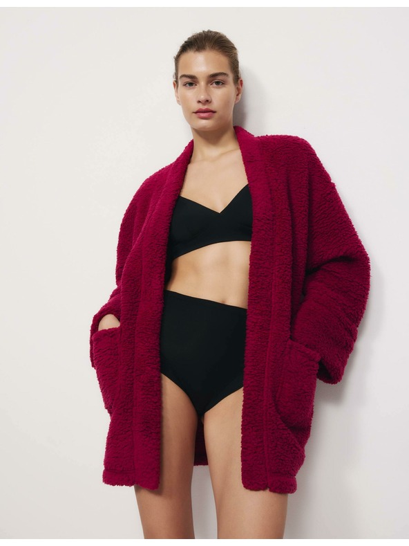 Marks & Spencer Zavinovací kardigán z umelej kožušiny s medvedíkom Marks & Spencer ružový