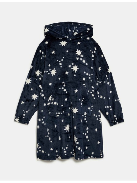 Marks & Spencer Fleecová mikina voľného strihu s kapucňou a potlačou hviezdičiek Marks & Spencer námornická modrá