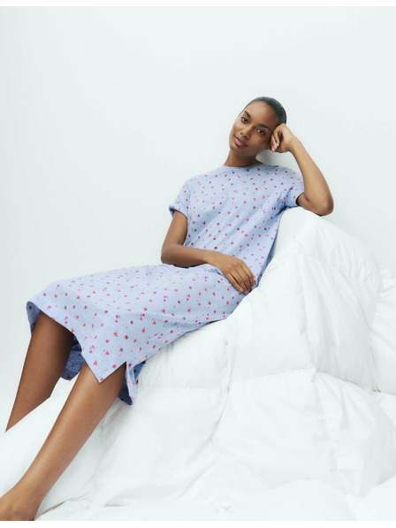 Marks & Spencer Dlhá nočná košieľka s technológiou Cool Comfort™ a potlačou Marks & Spencer modrá
