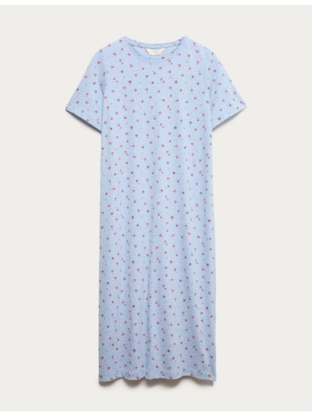 Marks & Spencer Dlhá nočná košieľka s technológiou Cool Comfort™ a potlačou Marks & Spencer modrá