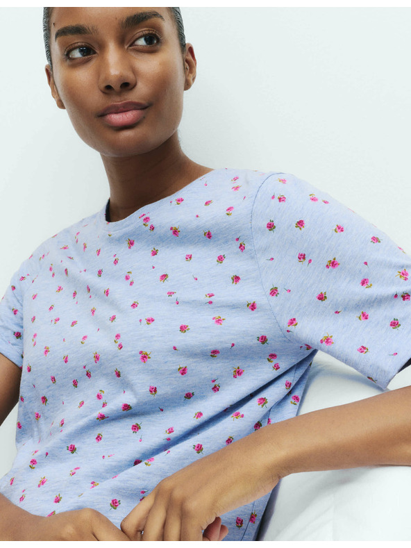 Marks & Spencer Dlhá nočná košieľka s technológiou Cool Comfort™ a potlačou Marks & Spencer modrá