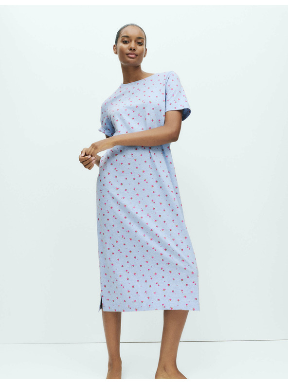 Marks & Spencer Dlhá nočná košieľka s technológiou Cool Comfort™ a potlačou Marks & Spencer modrá