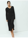 Marks & Spencer Rebrovaná nočná košieľka Henley s dlhými rukávmi Marks & Spencer čierna