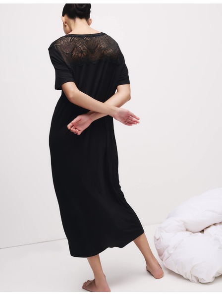 Marks & Spencer Nočná košieľka s čipkovanou vložkou Marks & Spencer čierna