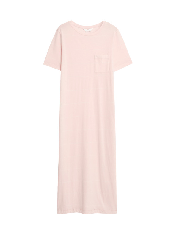 Marks & Spencer Dlhé mini tričko s bavlneno-modálovým pruhom Marks & Spencer ružová