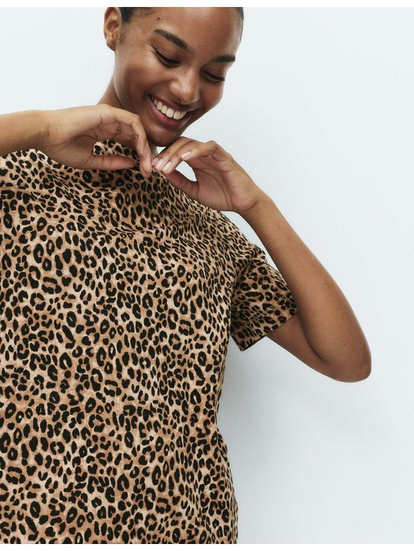 Marks & Spencer Nočná košieľka z čistej bavlny s potlačou Marks & Spencer hnedá