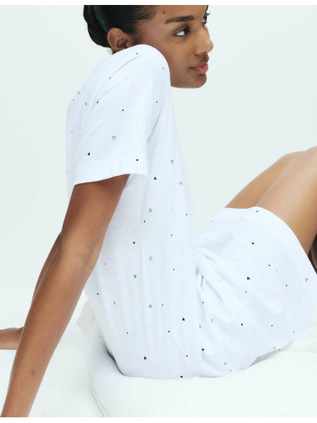 Marks & Spencer Nočná košieľka z čistej bavlny s potlačou Marks & Spencer biela