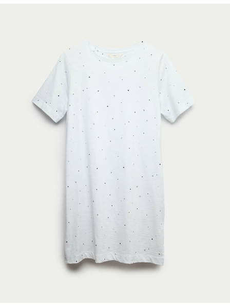 Marks & Spencer Nočná košieľka z čistej bavlny s potlačou Marks & Spencer biela