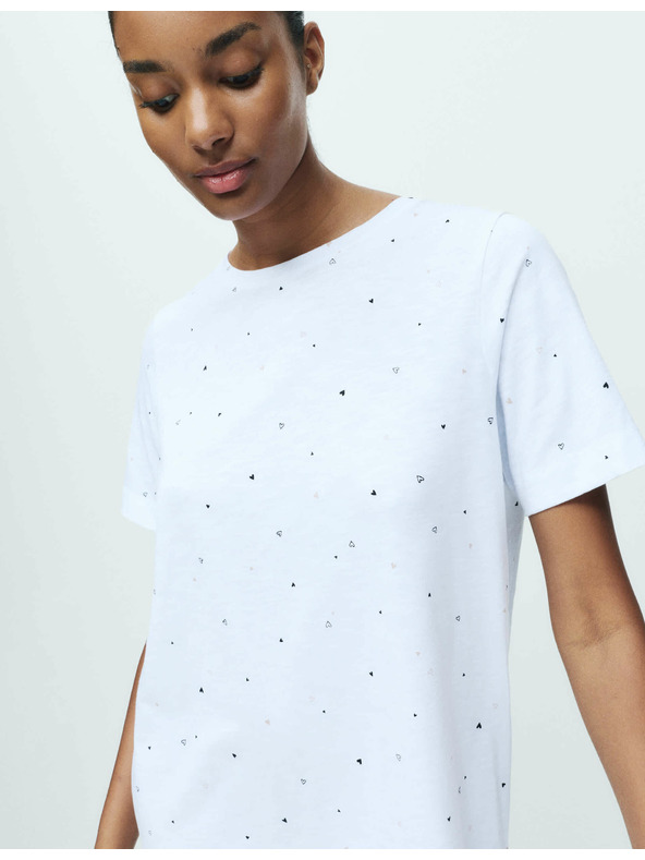 Marks & Spencer Nočná košieľka z čistej bavlny s potlačou Marks & Spencer biela