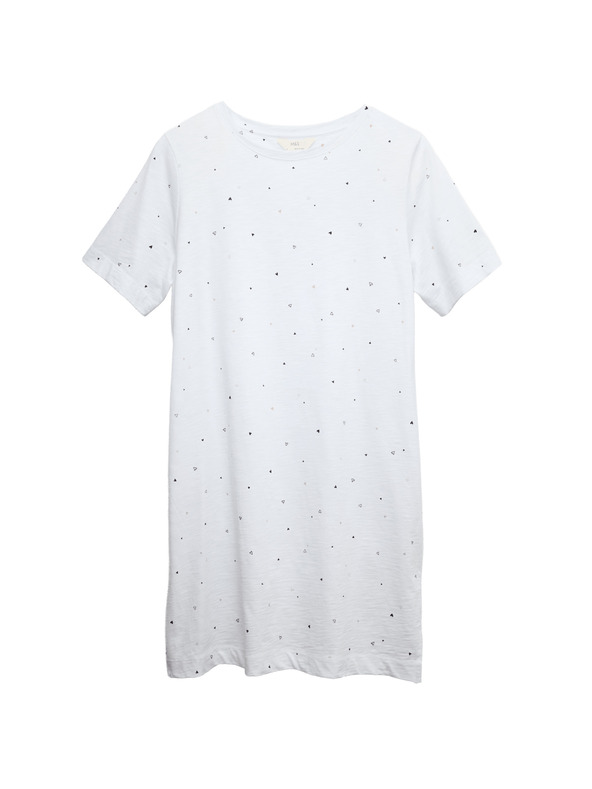 Marks & Spencer Nočná košieľka z čistej bavlny s potlačou Marks & Spencer biela