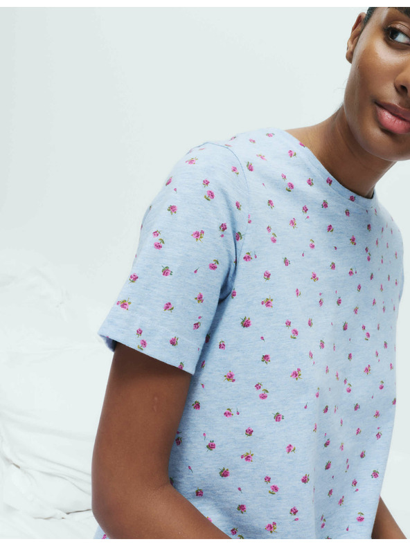 Marks & Spencer Nočná košieľka z čistej bavlny s potlačou Marks & Spencer modrá