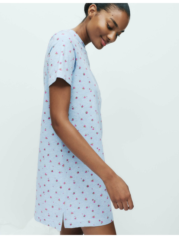 Marks & Spencer Nočná košieľka z čistej bavlny s potlačou Marks & Spencer modrá