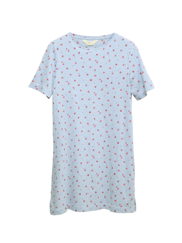 Marks & Spencer Nočná košieľka z čistej bavlny s potlačou Marks & Spencer modrá