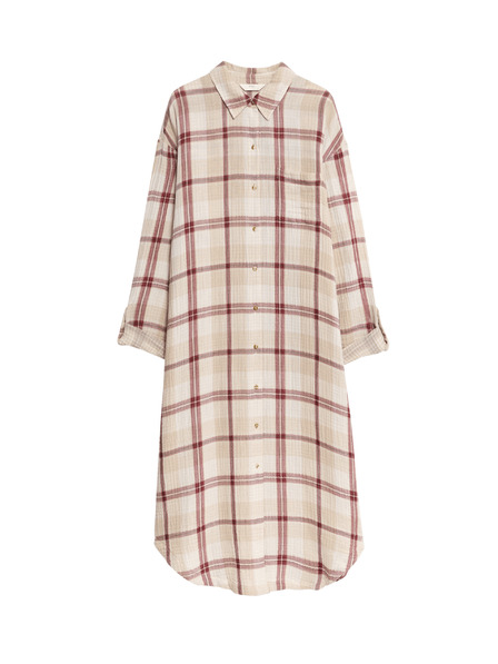 Marks & Spencer Károvaná nočná košieľka z čistej bavlny Marks & Spencer ružová