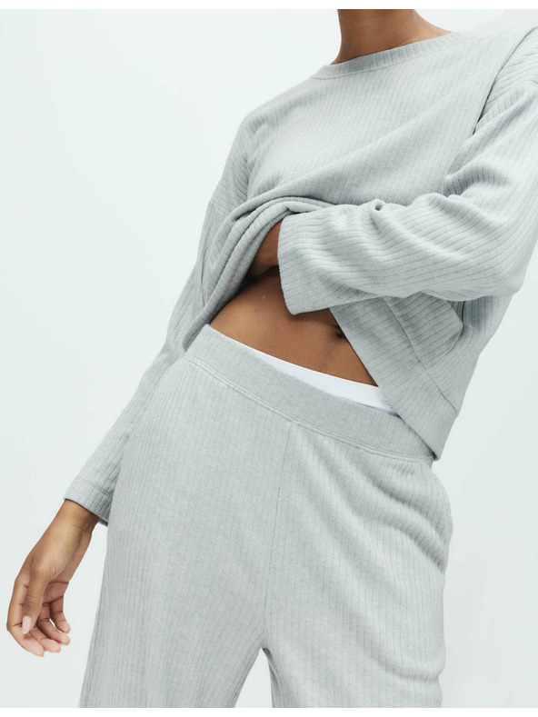 Marks & Spencer Žebrované spodné diely pyžam so širokými nohavicami Marks & Spencer sivá