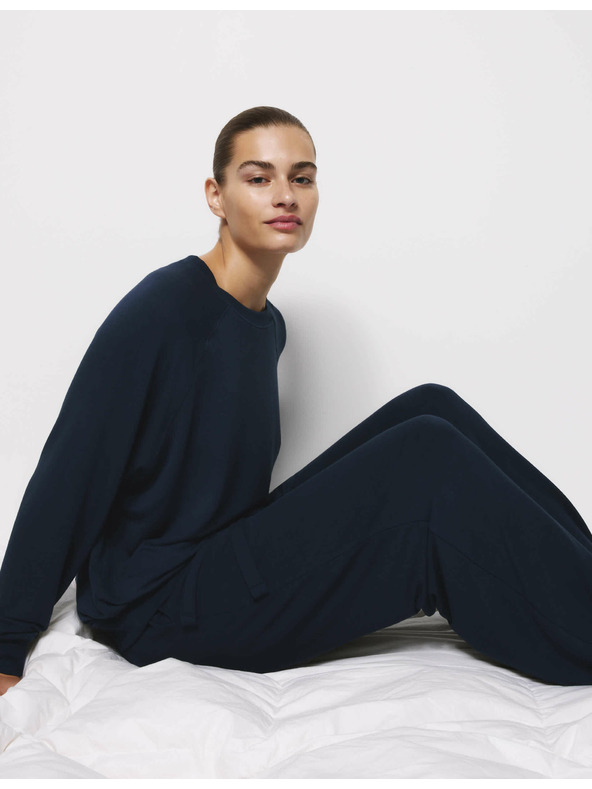 Marks & Spencer Spodné diely pyžam so širokými nohavicami Marks & Spencer námorná modrá